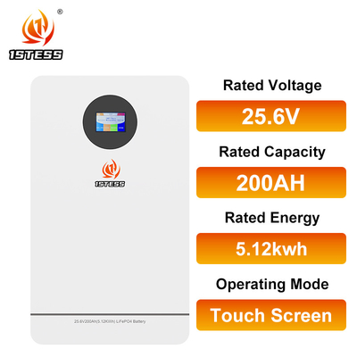 25.6V 51.2V এনার্জি স্টোরেজ সিস্টেম 5.12kwh 100Ah 200Ah LiFePo4 লিথিয়াম ব্যাটারি টাচ স্ক্রিন