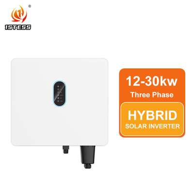 তিন ফেজ 12kw 15kw 25kw 30kw হাইব্রিড সোলার ইনভার্টার 120V-800V অন / অফ গ্রিড খাঁটি সাইন ওয়েভ আইপি 66 20kw এমপিপিটি সহ সোলার ইনভার্টার