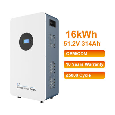 হোম এনার্জি স্টোরেজ 51.2V 314Ah 16kwh ওয়াল মাউন্ট অল ইন ওয়ান LiFePO4 ব্যাটারি প্যাক দীর্ঘ জীবনকাল সহ