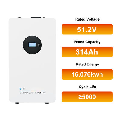 51.2V 314Ah 16kwh LiFePO4 Lithium Battery Pack All in One Wall Mounted Home Energy Storage Solution
