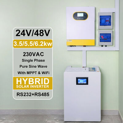 আবাসিক সোলার সিস্টেমের জন্য 6.2KW অফ গ্রিড ইনভার্টার 48V পিওর সাইন ওয়েভ MPPT 120A চার্জার সিঙ্গেল ফেজ 230VAC