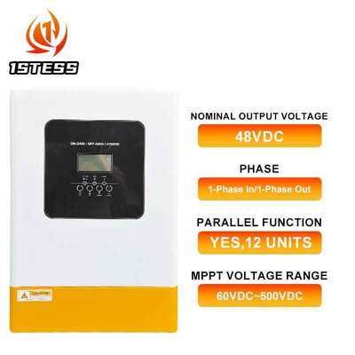 6200W 5500W অফ গ্রিড সোলার ইনভার্টার 48VDC 1 ফেজ 120A 100A এমপিপিটি চার্জার বিশুদ্ধ সাইনস ওয়েভ সিটি অ্যান্টি ব্যাকফ্লো হোম